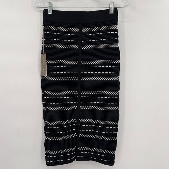 Eva Mendes New York & Company Pencil Midi Skirt Women's Black/White Slit XS NWT - Picture 2 of 10